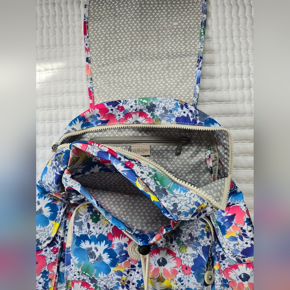 Kipling Floral Ravier Backpack Color 627 In Bloom - Picture 2 of 6
